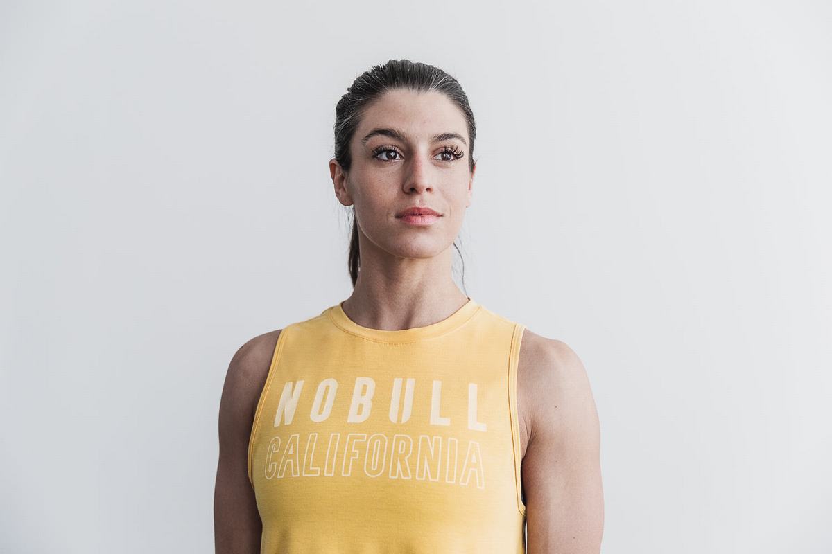 Nobull Muscle California Women\'s Tank Tops Yellow | Australia (EX5142)